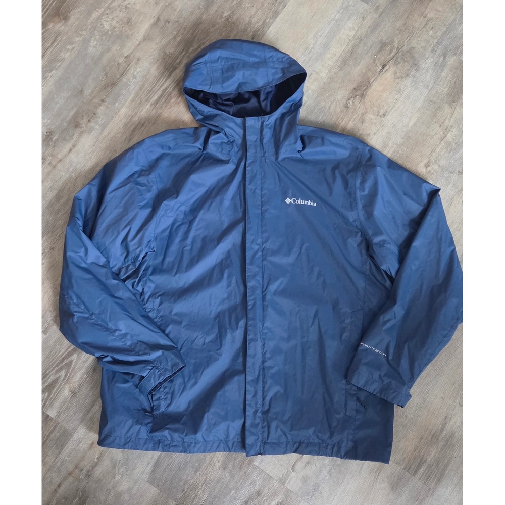 Columbia Watertight II Rain Jacket Mens XL Blue Omni-Tech Waterproof XM0774